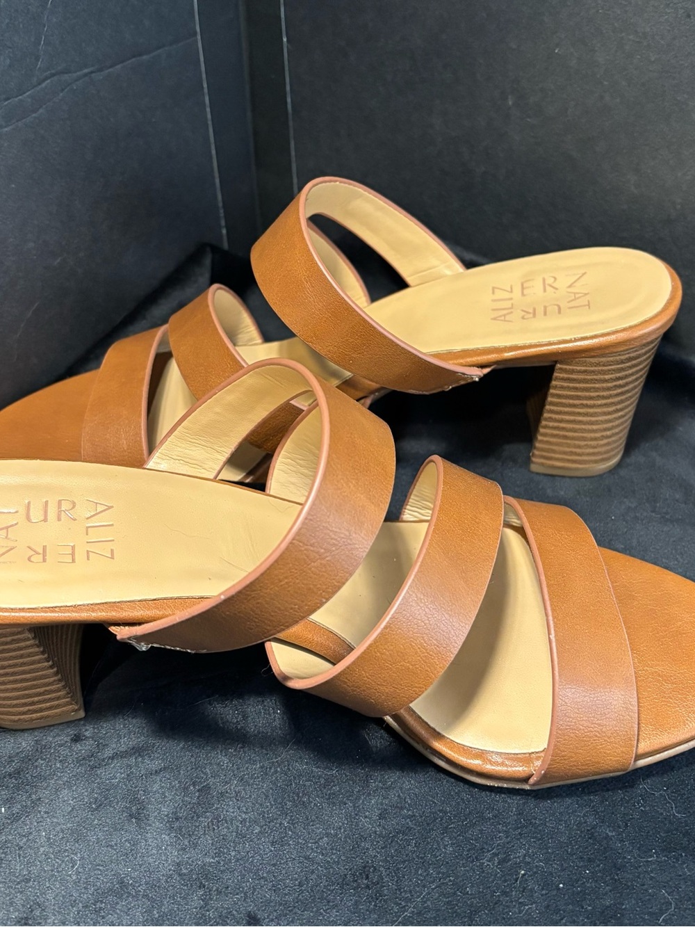 Naturalizer Strap Block Heel Slide Sandals